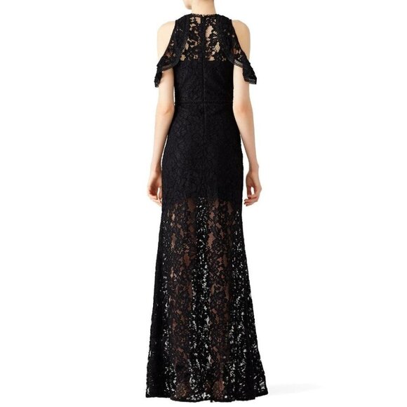 Alexis Black Open Shoulder Evie Lace Gown $650 - Picture 4 of 7